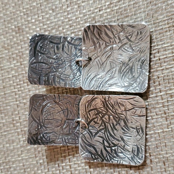 Sterling Dangling Squares Earrings - Picture 2 of 4